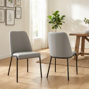 זוג כיסאות מדמוי עור לפינת אוכל עם רגלי ברזל דגם אייל- אפור