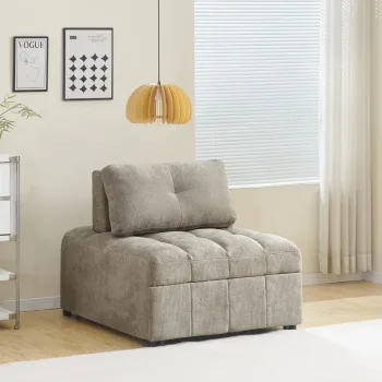 כורסא נפתחת למיטת יחיד עם ראש מתכוונן דגם ריבועים – חום אדמה